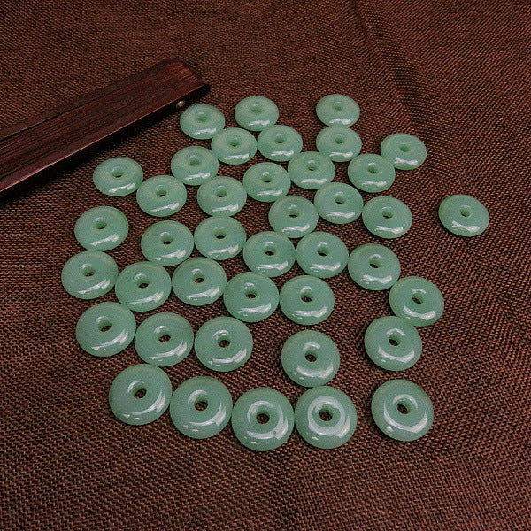 Imitation Jade Glass Safety Buckle Chalcedony Pendants