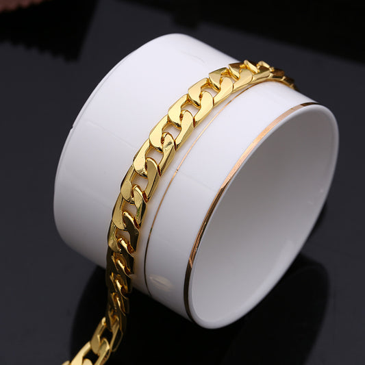 Men's Flat Side Gold Plated Platinum Bracelets