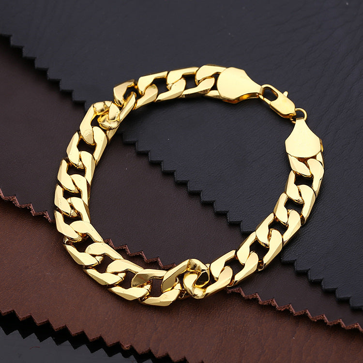 Men's Flat Side Gold Plated Platinum Bracelets