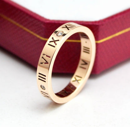 Roman Numerals Couple Titanium Steel Little Finger Rings