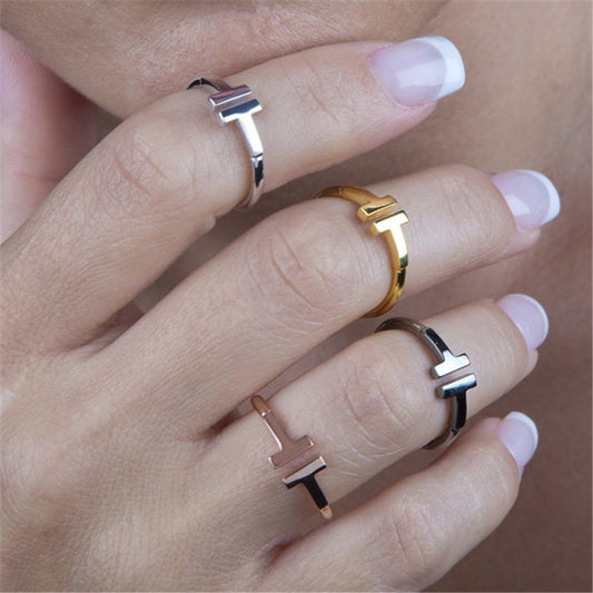Simple Bar Fashion Ornament Adjustable Personality Rings