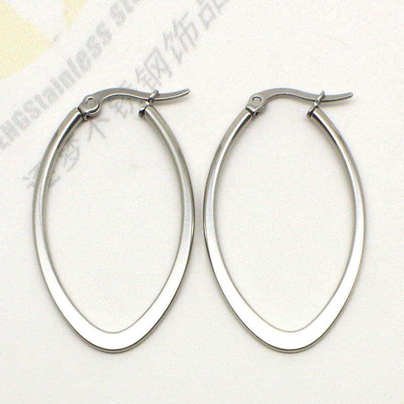 Simple Korean Style Stainless Steel Titanium Water Drop Earrings