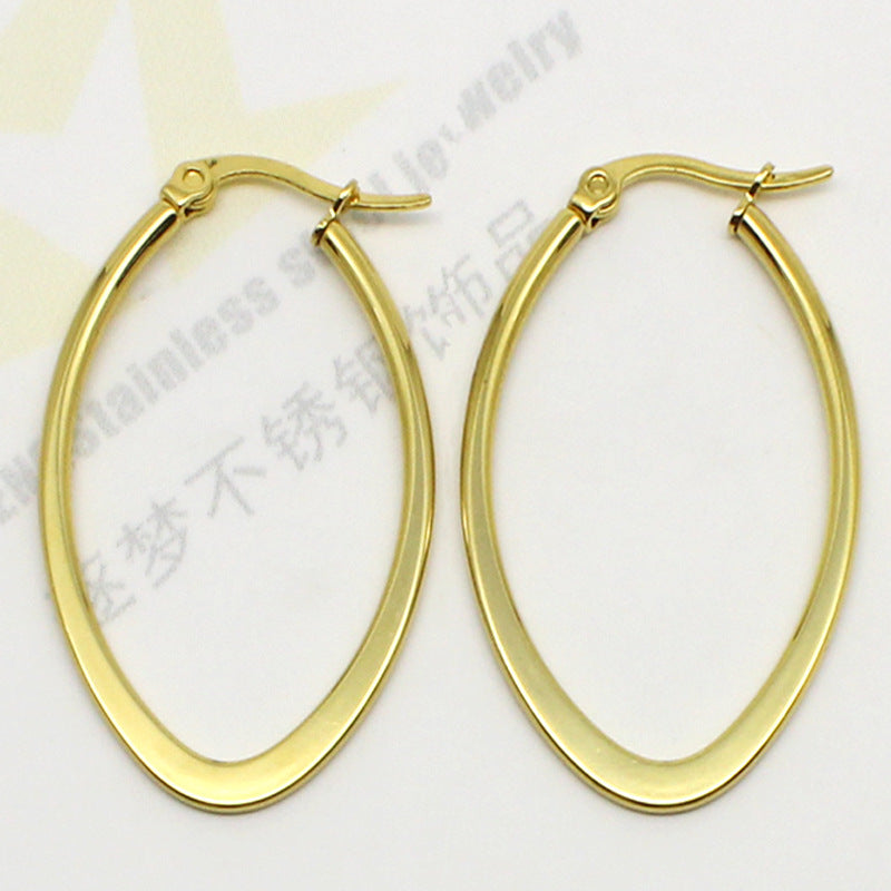 Simple Korean Style Stainless Steel Titanium Water Drop Earrings