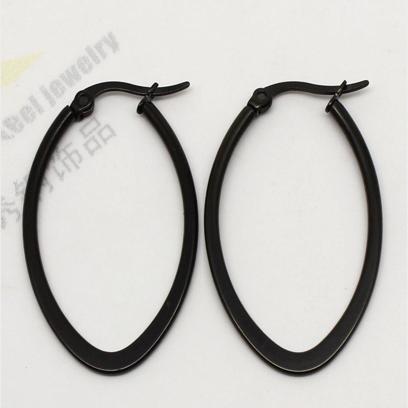 Simple Korean Style Stainless Steel Titanium Water Drop Earrings