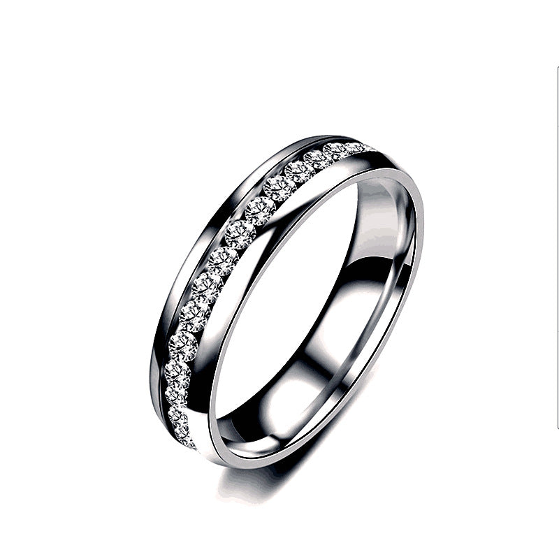 Steel Single Row Stainless Diamond Couple Rings