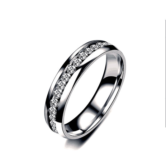 Steel Single Row Stainless Diamond Couple Rings