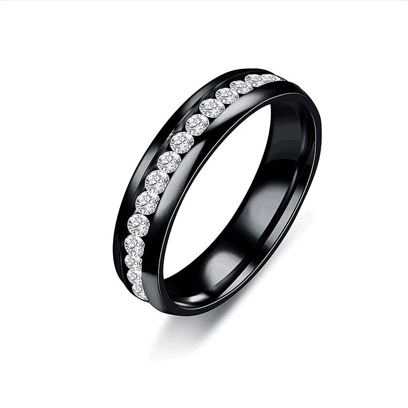 Steel Single Row Stainless Diamond Couple Rings