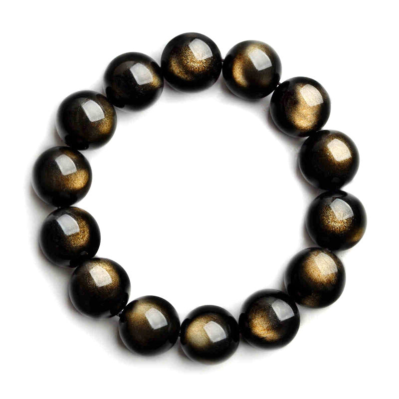 Women's & Men's Natural Obsidian Double Eyes Crystal Pure Bracelets