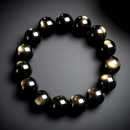 Women's & Men's Natural Obsidian Double Eyes Crystal Pure Bracelets