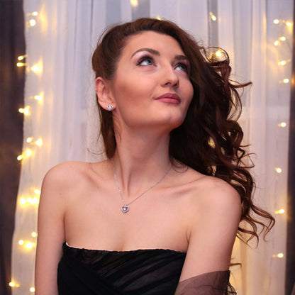 Gift Zircon Heart Shape Peach Clavicle Necklaces