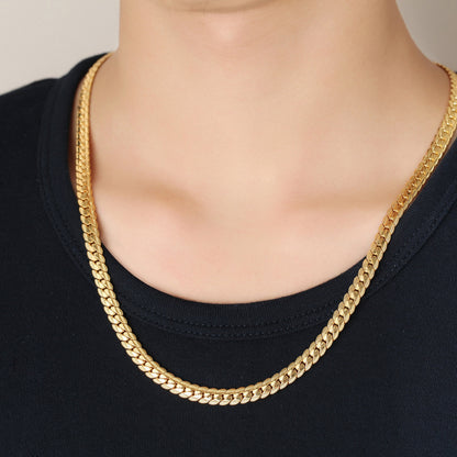 Women's & Men's Steel Gold Hip Hop Encryption Embossed Cuban Chain Necklaces