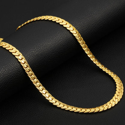 Women's & Men's Steel Gold Hip Hop Encryption Embossed Cuban Chain Necklaces