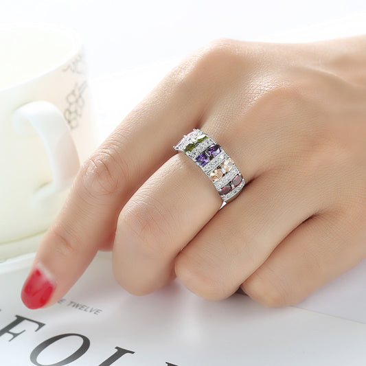 Women's Jewelry Popular Romantic Color Zircon Creative Rings