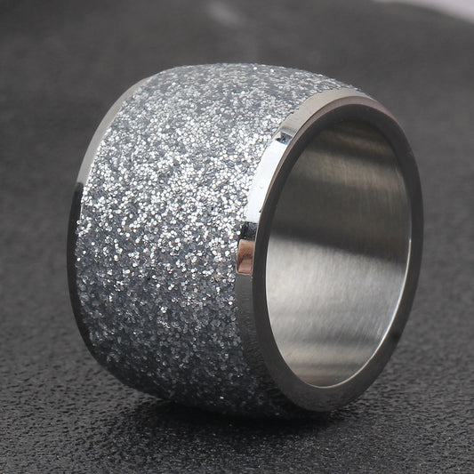 Gold Frosted Stainless Steel Titanium Ladies Rings