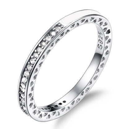 Popular Sier Shiny Heart Diamond Epoxy Rings