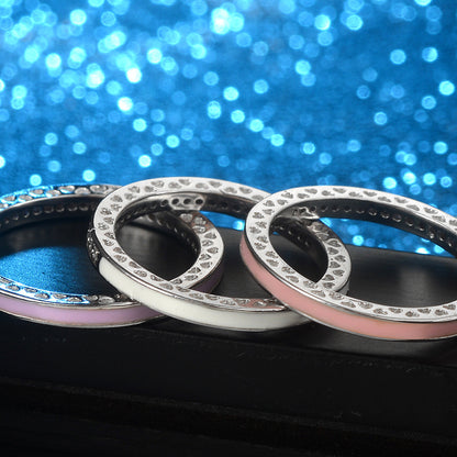 Popular Sier Shiny Heart Diamond Epoxy Rings