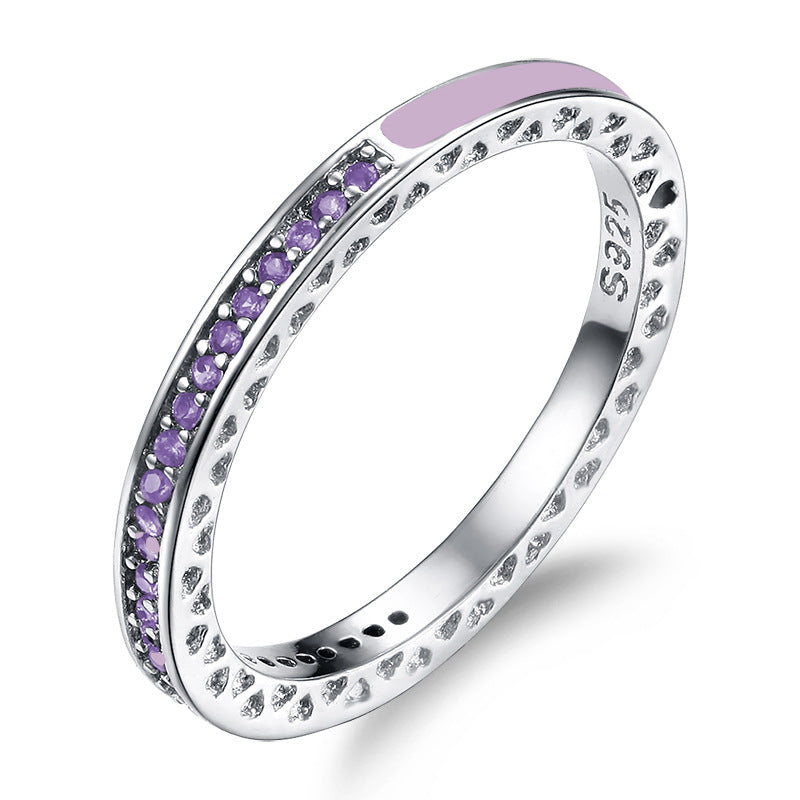 Popular Sier Shiny Heart Diamond Epoxy Rings