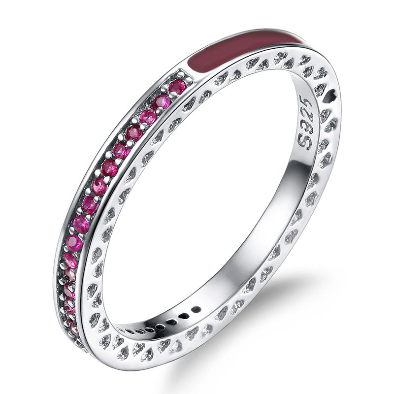 Popular Sier Shiny Heart Diamond Epoxy Rings