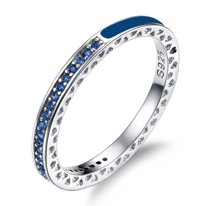 Popular Sier Shiny Heart Diamond Epoxy Rings