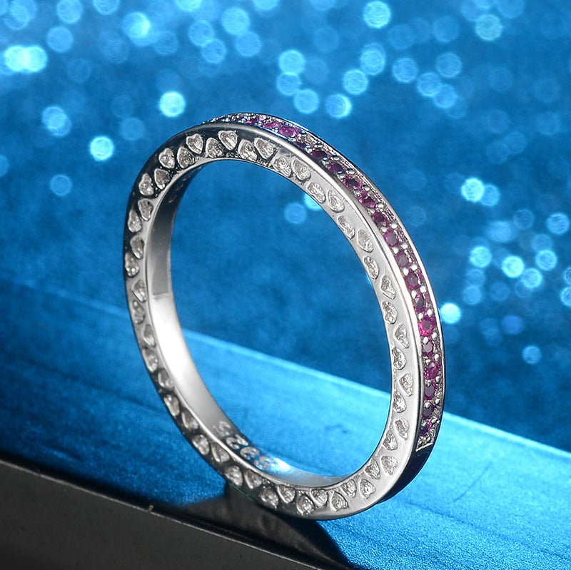 Popular Sier Shiny Heart Diamond Epoxy Rings