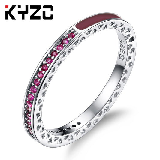 Popular Sier Shiny Heart Diamond Epoxy Rings