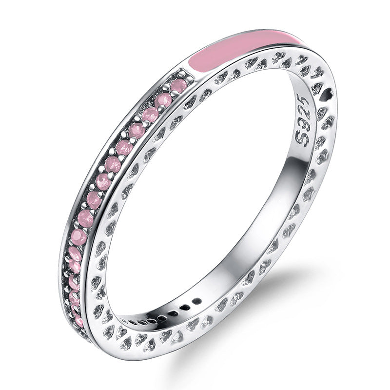 Popular Sier Shiny Heart Diamond Epoxy Rings