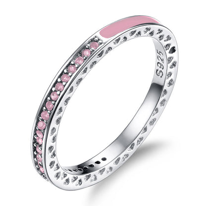 Popular Sier Shiny Heart Diamond Epoxy Rings