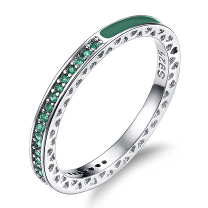 Popular Sier Shiny Heart Diamond Epoxy Rings