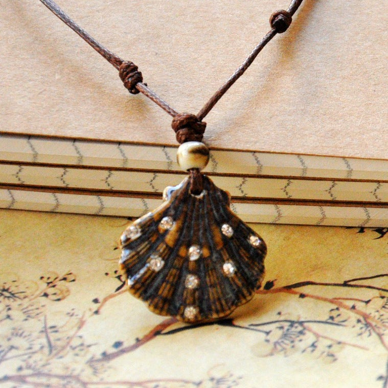 Women's Ceramic Jewelry Shell Antique Rope Adjustable Necklaces