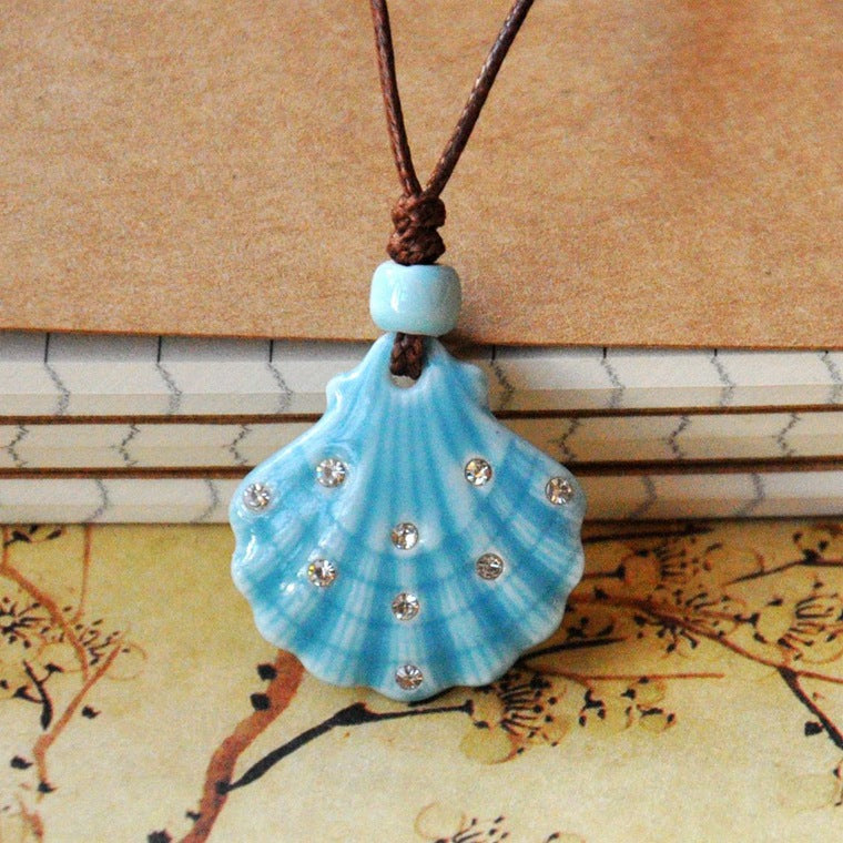 Women's Ceramic Jewelry Shell Antique Rope Adjustable Necklaces