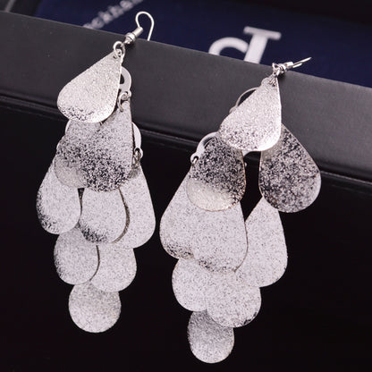 Retro Water Drops Scale Shiny Indian Earrings