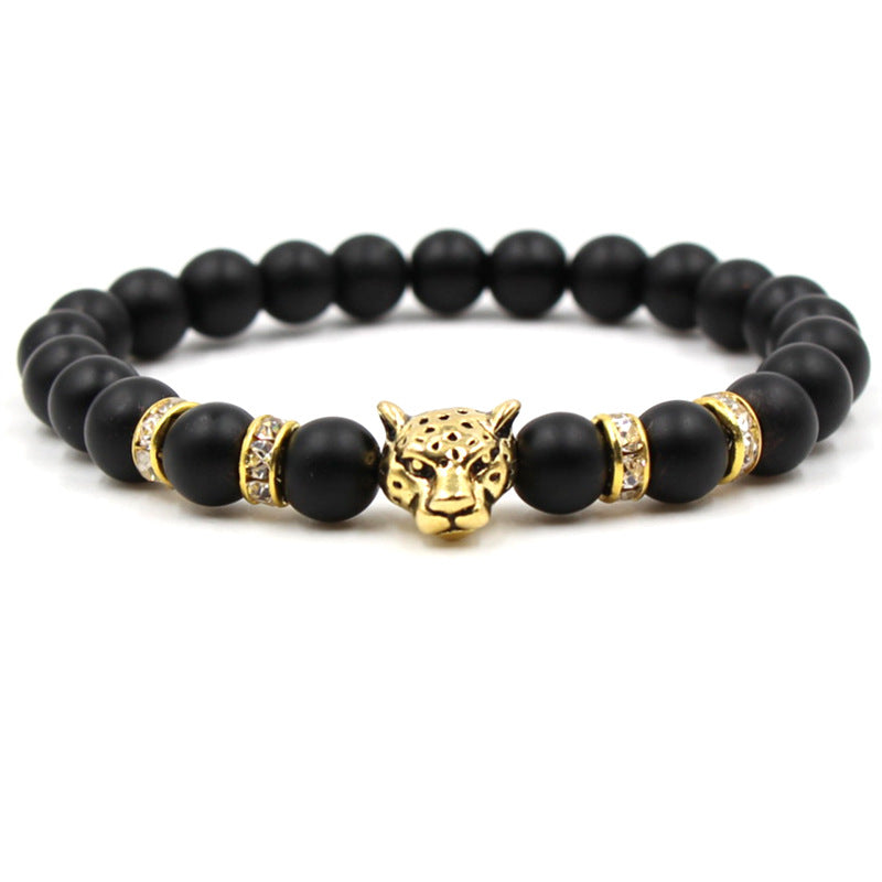 Women's & Men's Supply Black Frosted Stone Ancient Golden Bracelets