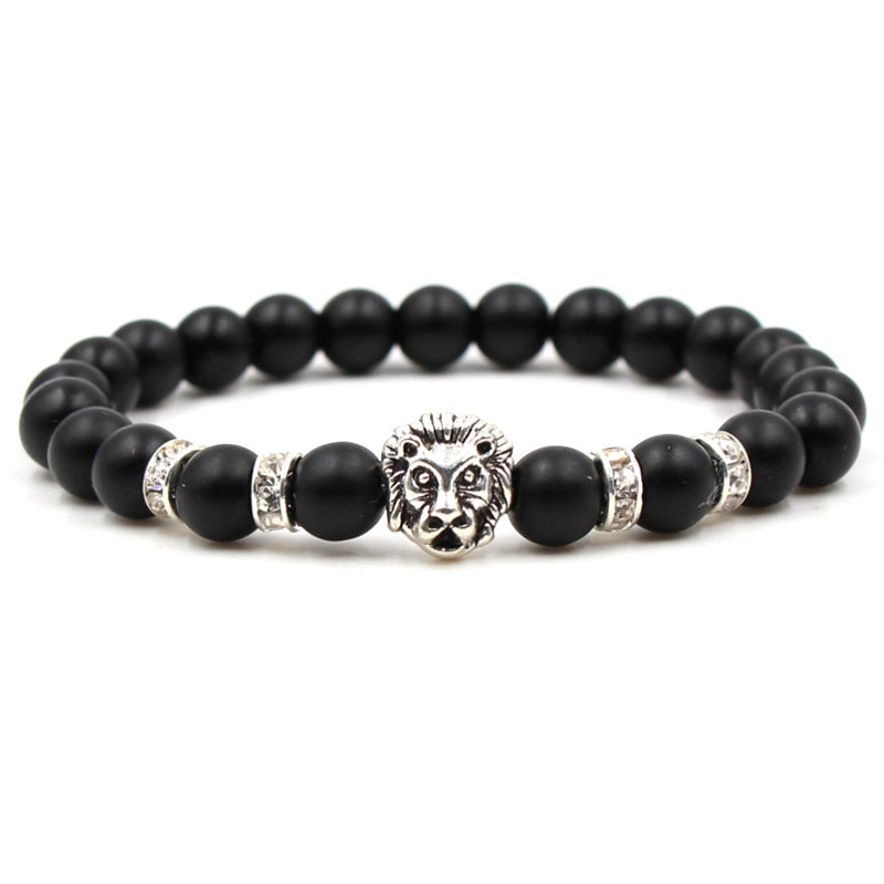 Women's & Men's Supply Black Frosted Stone Ancient Golden Bracelets