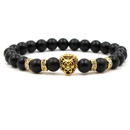 Women's & Men's Supply Black Frosted Stone Ancient Golden Bracelets