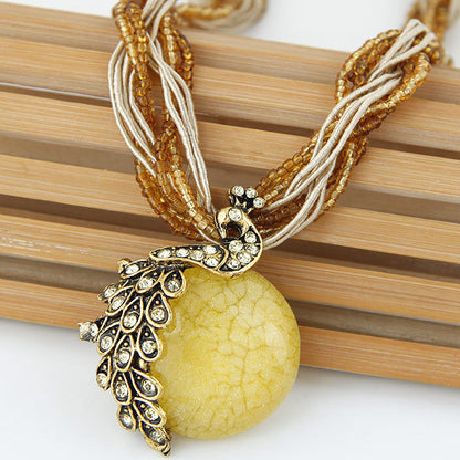 Women's Exaggerated Korean Style Bohemian Ethnic Retro Bead Sweater Necklaces