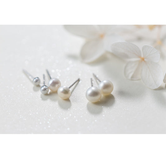 Sier Korean Style Elegant White Pearl Earrings