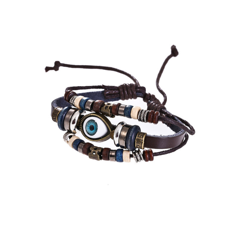 Couple Retro Crafts Jewelry Cowhide Eyes Bracelets