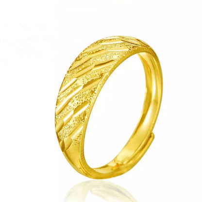 Women's & Men's Placer Gold Brass Plated Fashion Simple Opening Starry Smooth Rings
