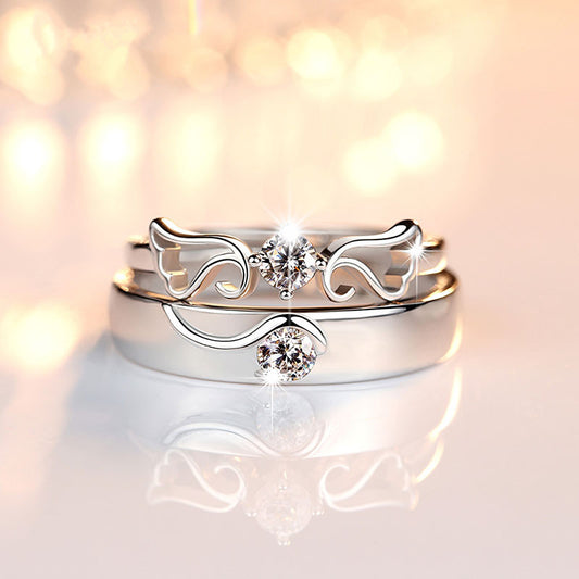 Plated Angel Wings Couple Open Pair Simple Rings