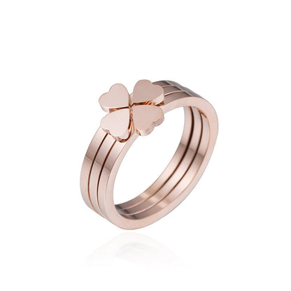 Titanium Steel Rose Gold Layer Heart Rings