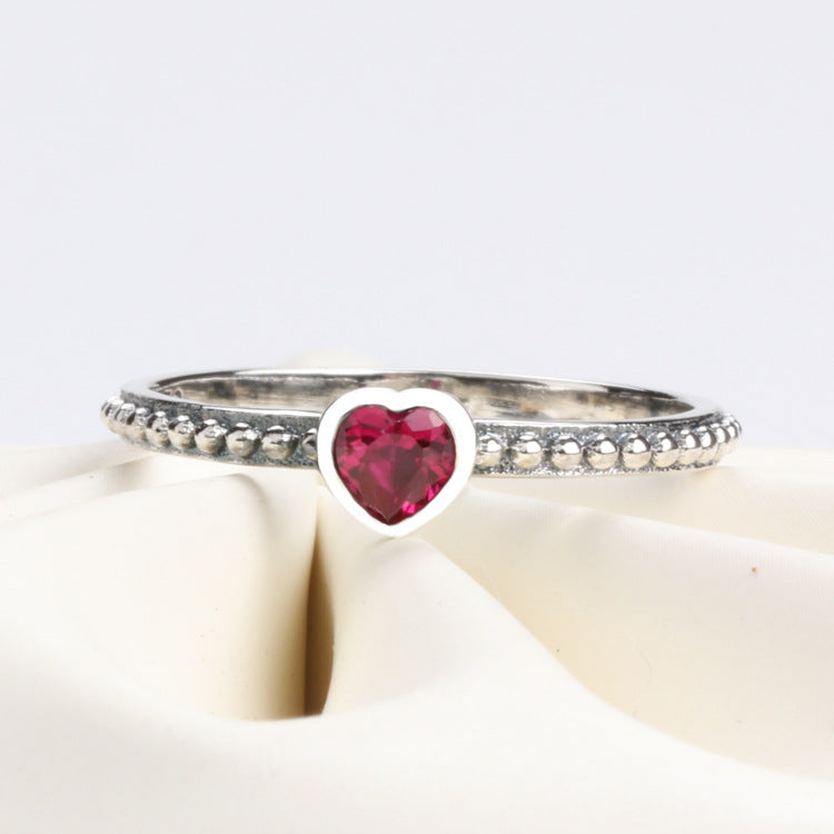 Sier-plated Pan Duo La Heart-shaped Classic Rings