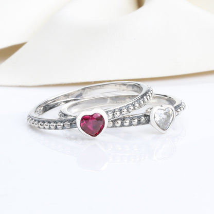 Sier-plated Pan Duo La Heart-shaped Classic Rings