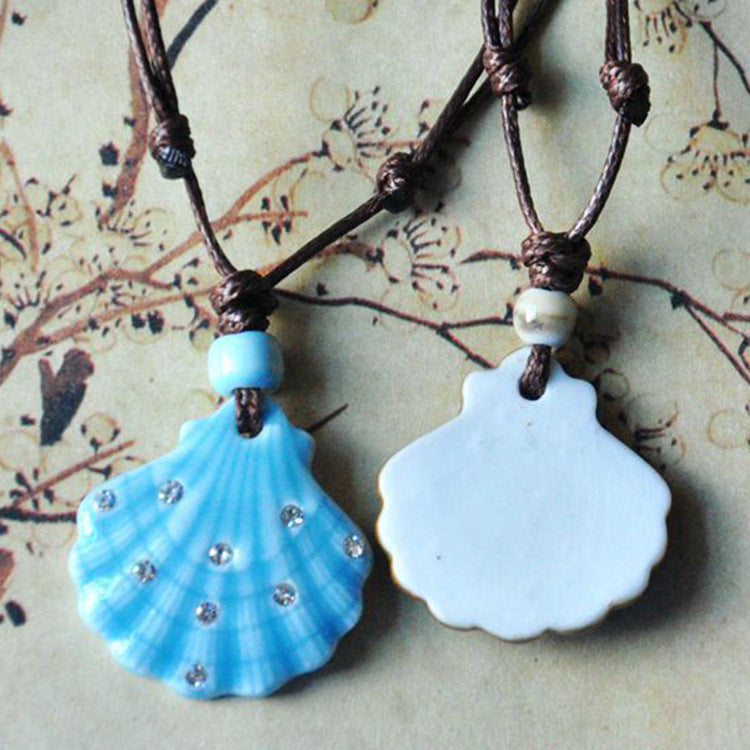 Women's Ceramic Jewelry Shell Antique Rope Adjustable Necklaces