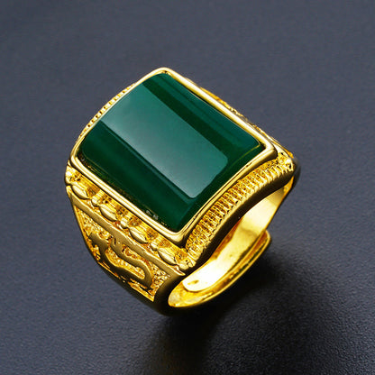 Men's No Color Fading Tourmaline Agate Brass Simulation Rings