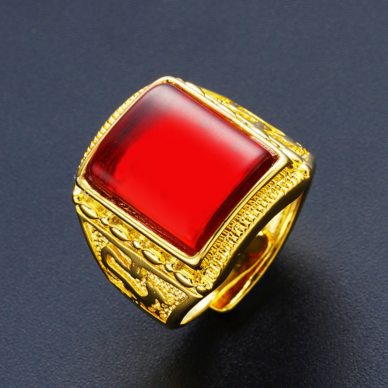 Men's No Color Fading Tourmaline Agate Brass Simulation Rings