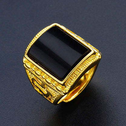 Men's No Color Fading Tourmaline Agate Brass Simulation Rings