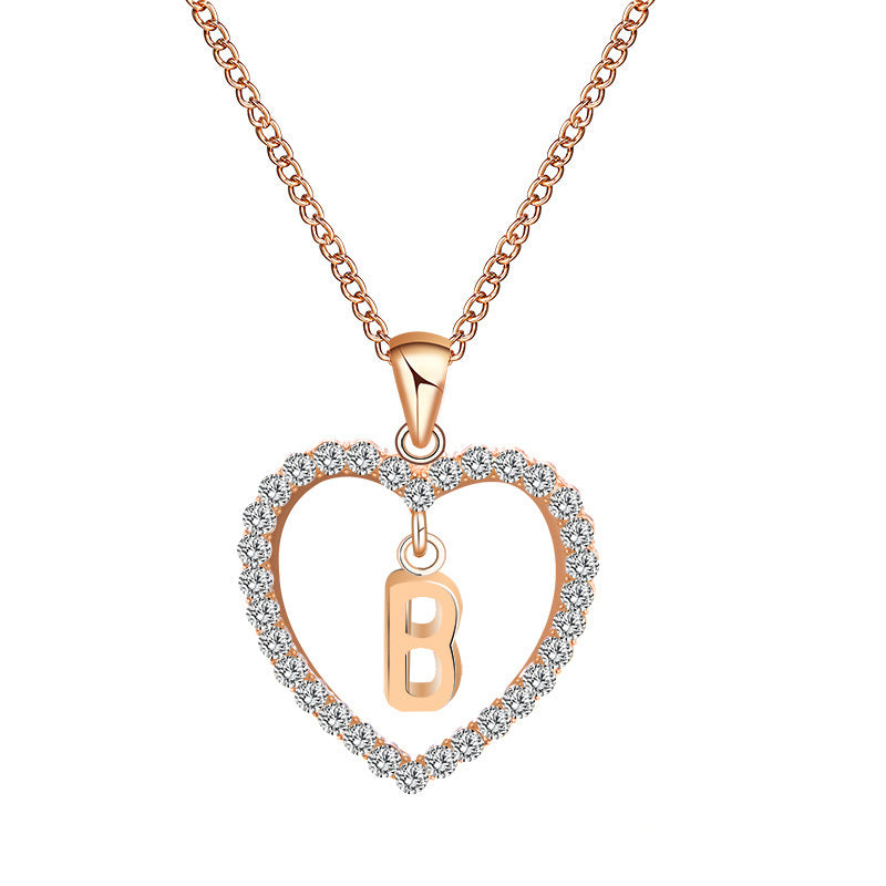 Simple Fashion Diamond Heart Letter Love Necklaces