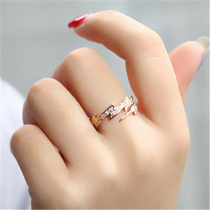 Women's Fashion Fashionmonger Rose Gold Plated Open Lightning Index Rings
