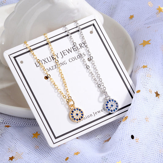 Women's Blue Round Clavicle Chain Forest Style Pendants