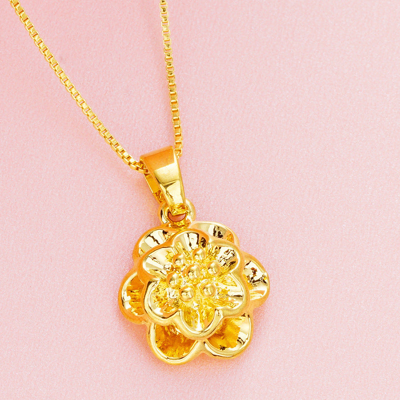 Women's Vietnam Placer Gold Exquisite Small Flower Pendants